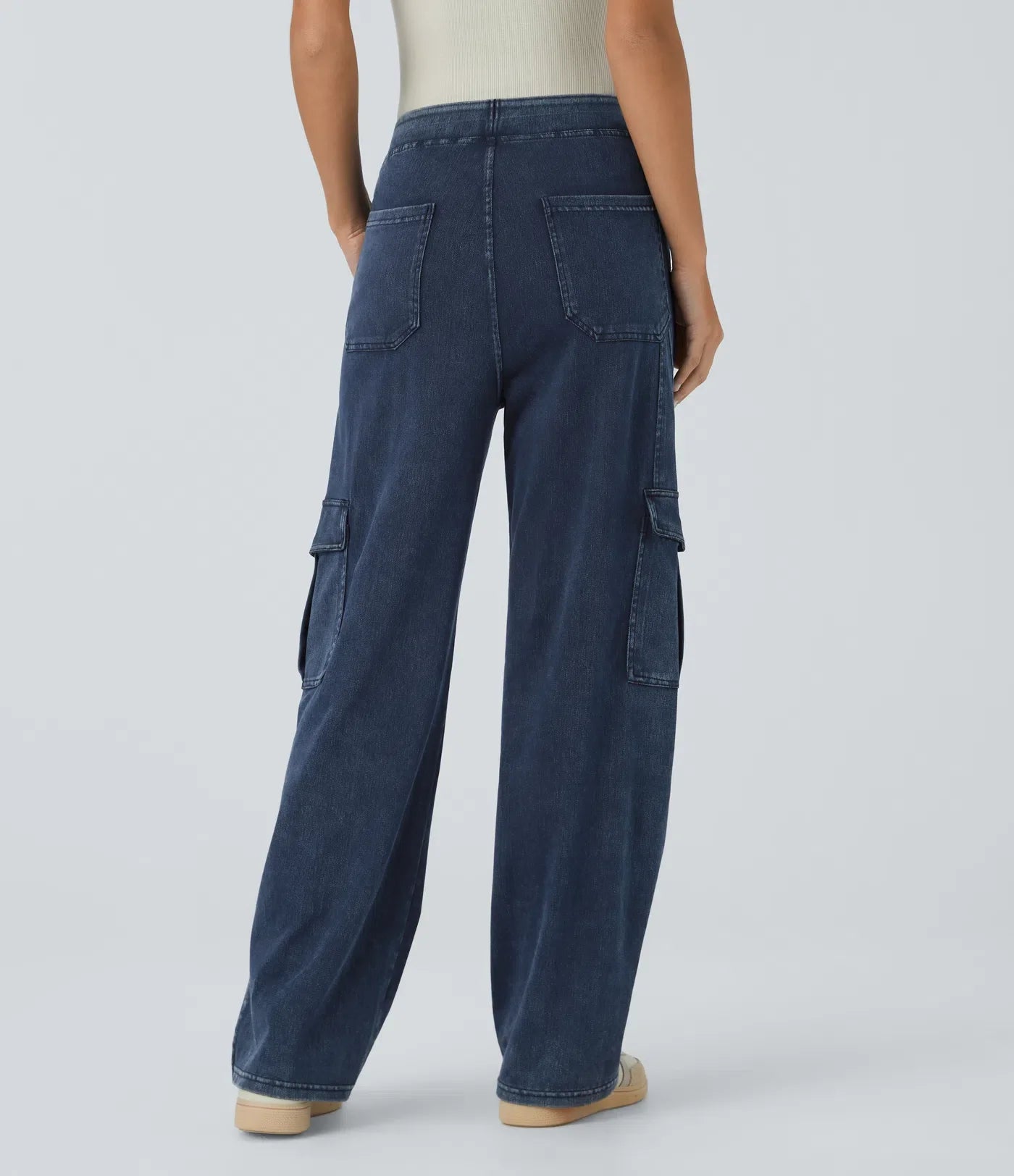 Ella | Elastische cargo broek met hoge taille