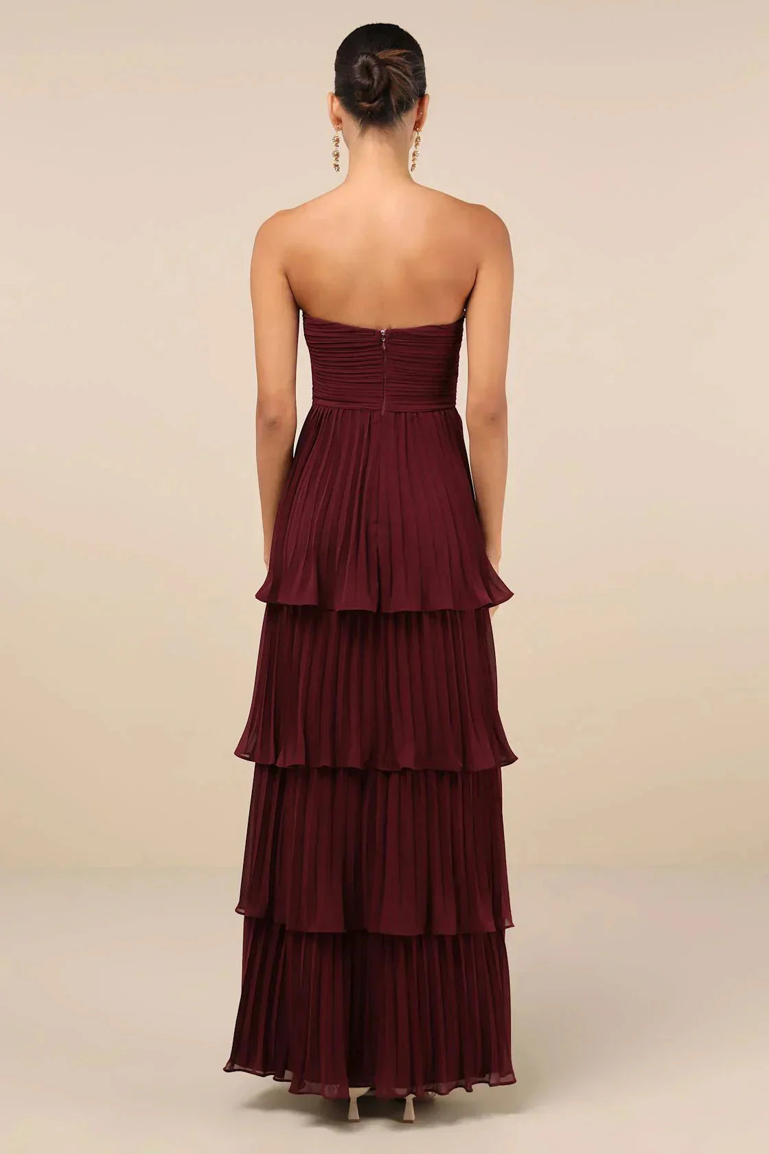 Daisy™ | Strapless Pleated Tiered Maxi Dress
