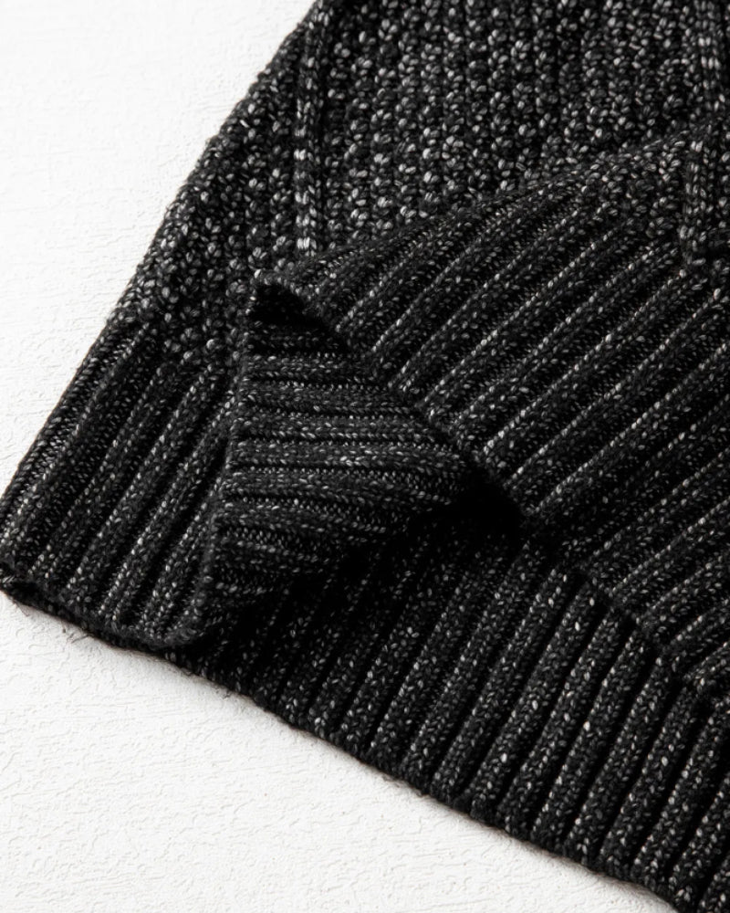 Round Neck Long Sleeve Drop Shoulder Pullover Sweater Casual Loose Fit Cable Knit Mid-length Sweater