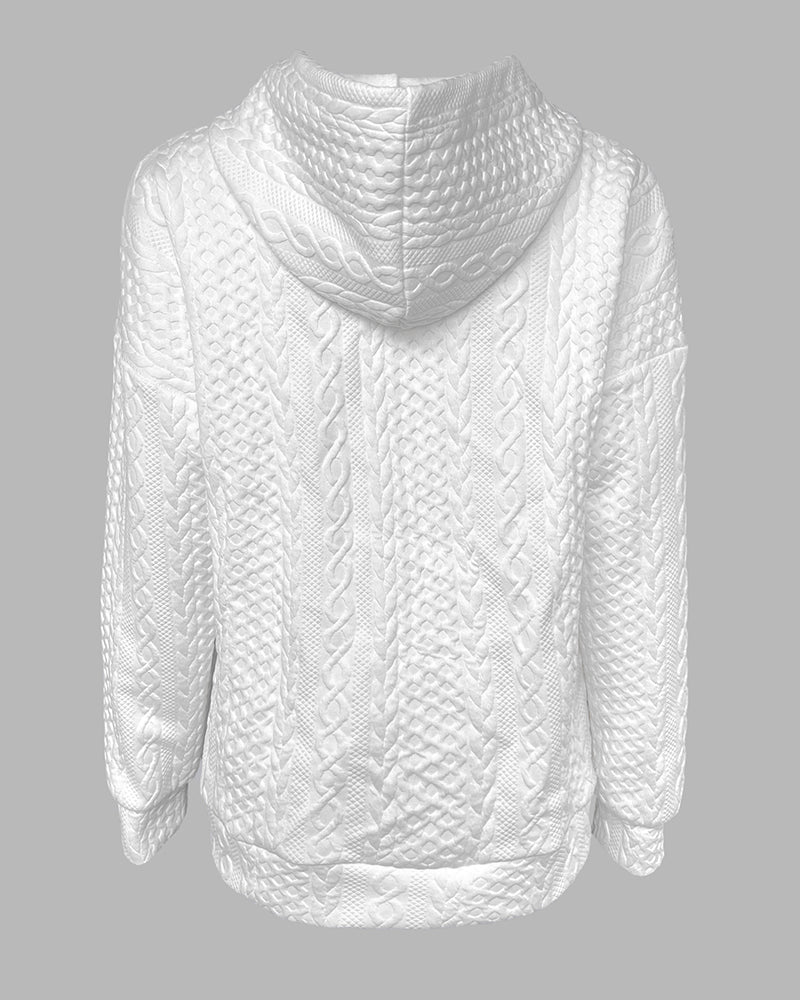 Cable Knit Half-Snap Hoodie