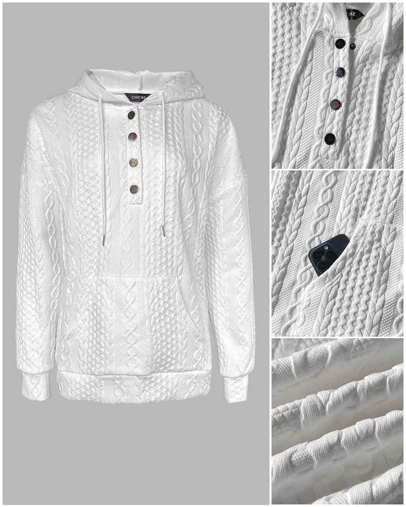 Cable Knit Half-Snap Hoodie