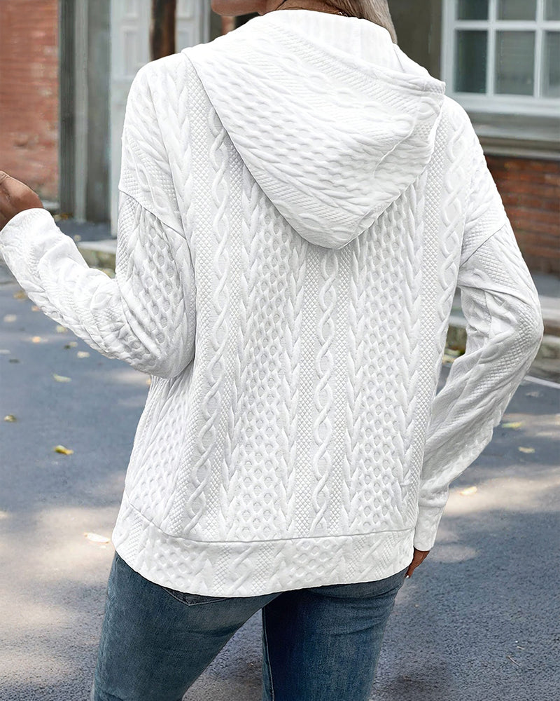 Cable Knit Half-Snap Hoodie