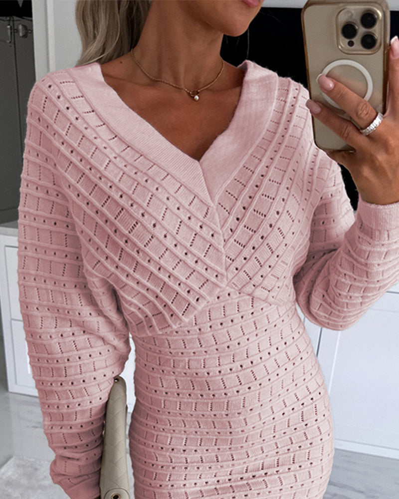 V-Neck Knit Dress