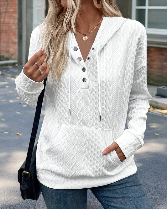 Cable Knit Half-Snap Hoodie