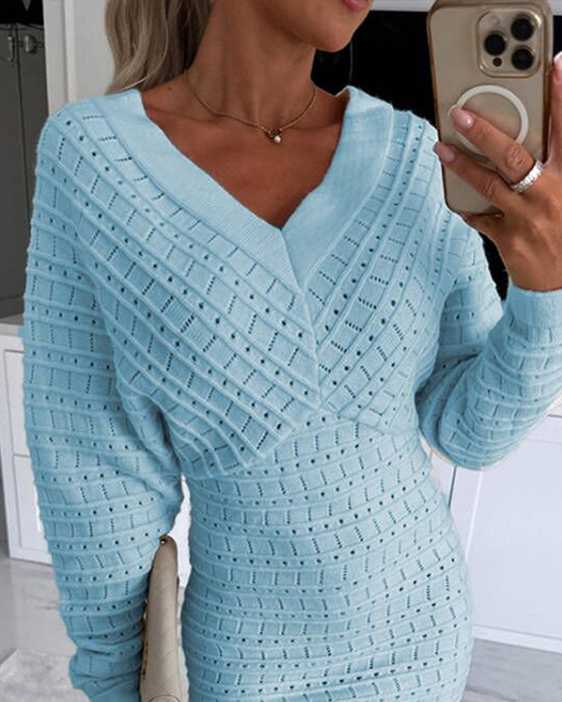 V-Neck Knit Dress