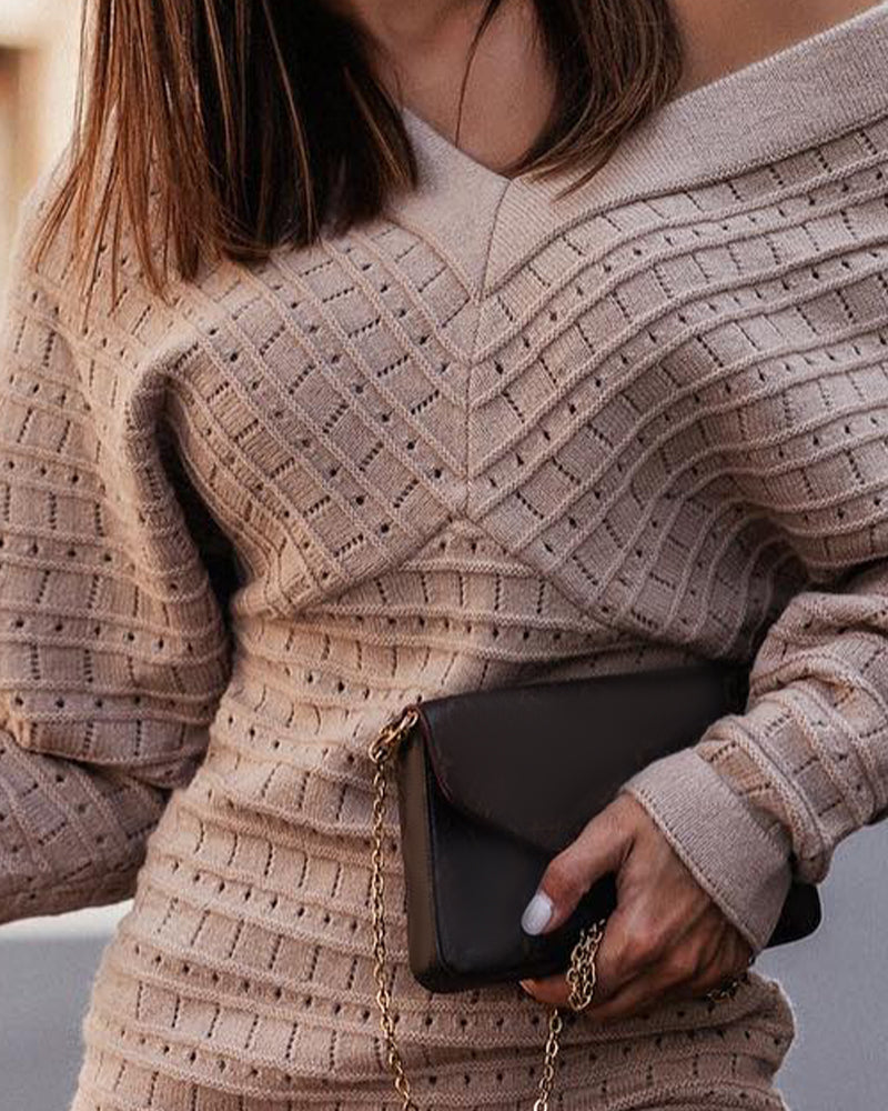 V-Neck Knit Dress