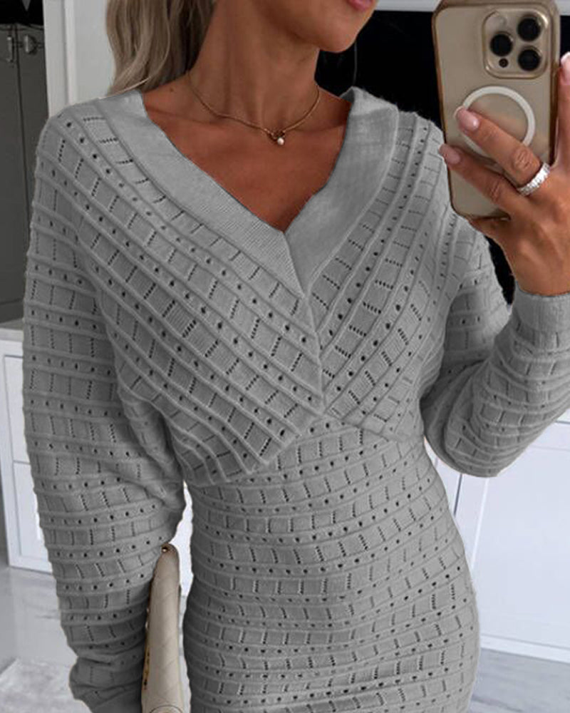 V-Neck Knit Dress