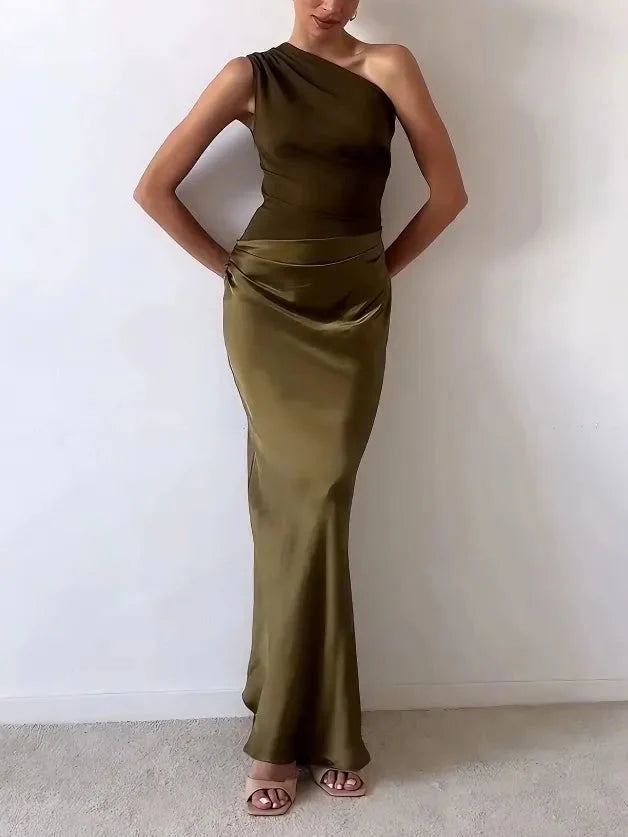 Noctura™ | Satin One-Shoulder Maxi Gown