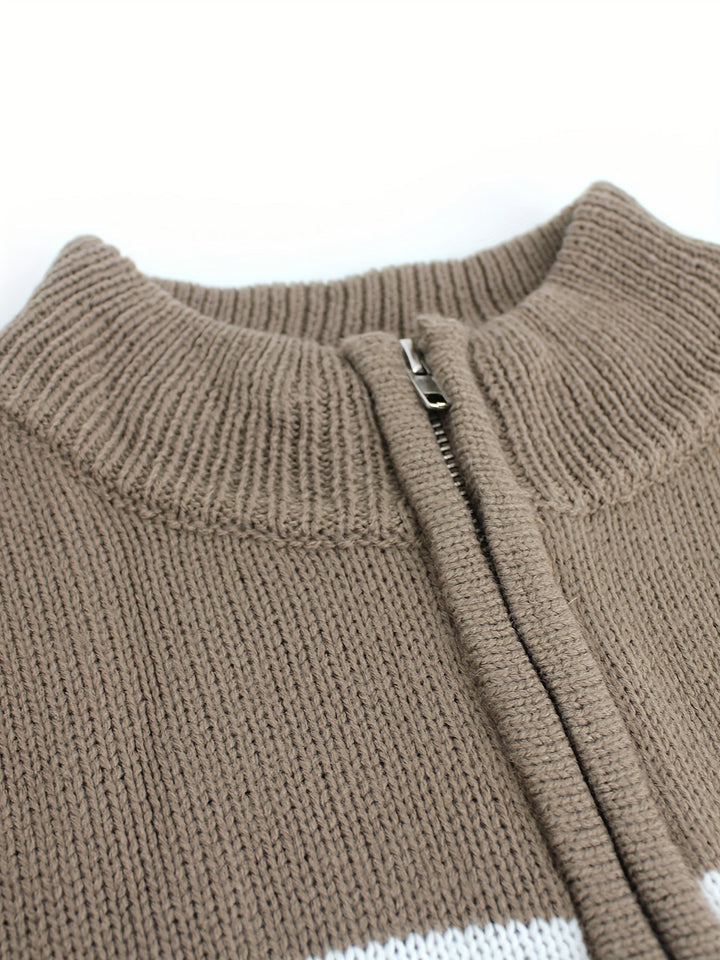 Erin | Striped Zipper Pullover Sweater