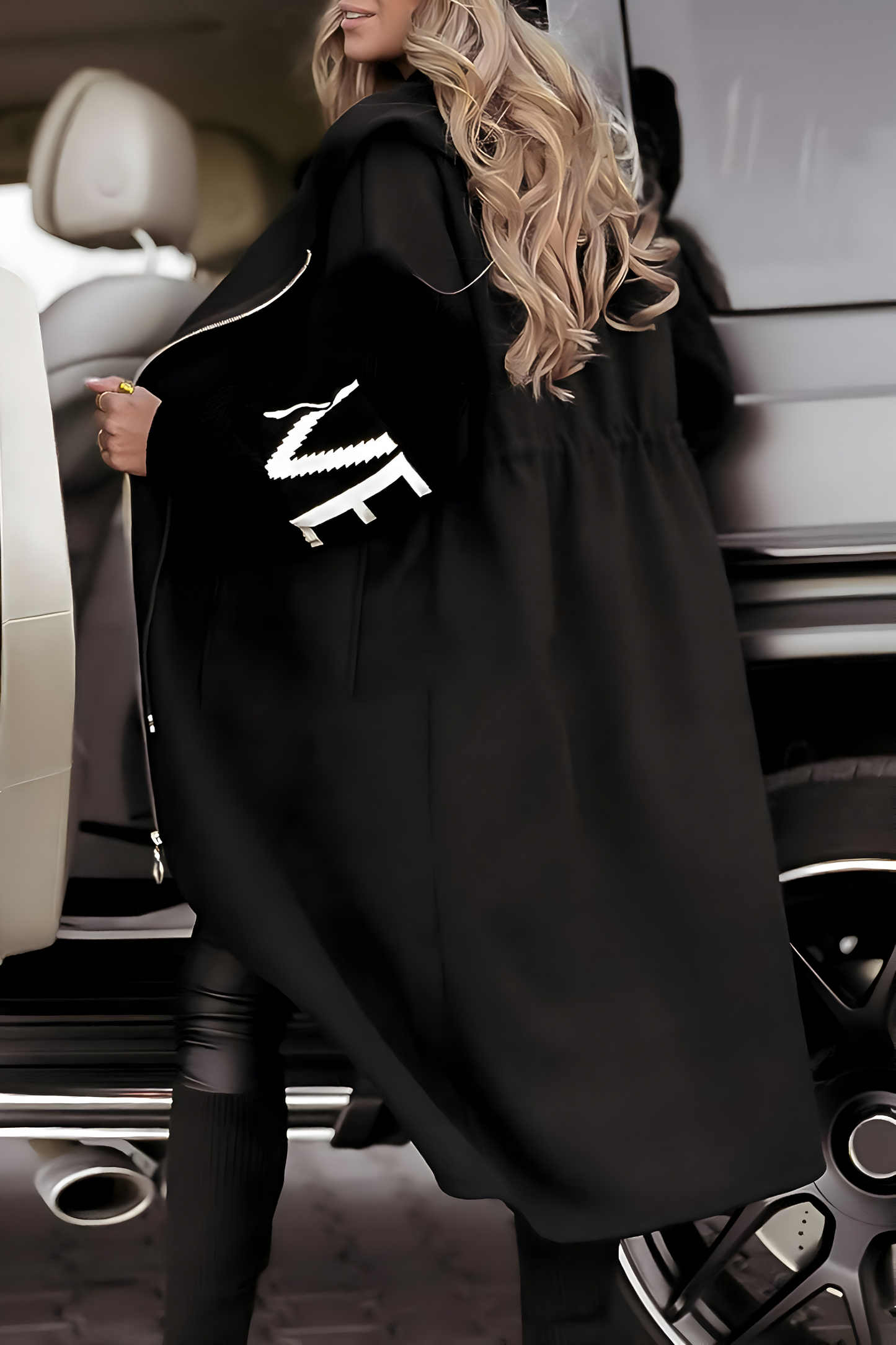 KNIT-SLEEVE HOODED JACKET