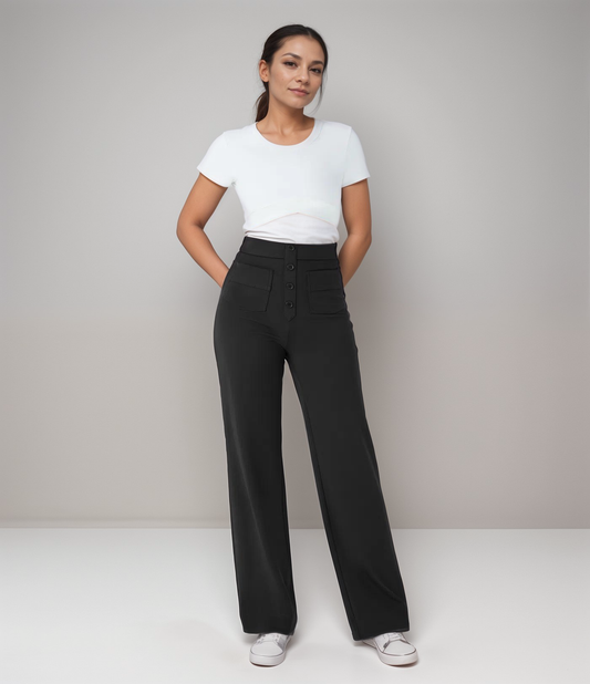 Elsa | Elastische broek met hoge taille