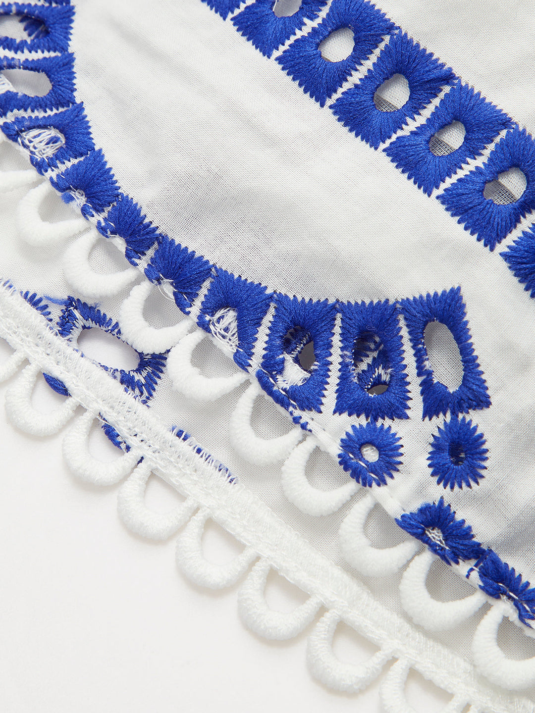 Embroidered Ruffled Sleeveless Dress