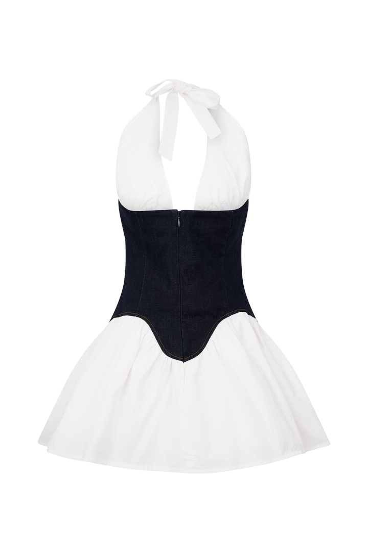 Merlyn Denim Cotton Mini Dress - Indigo Blue