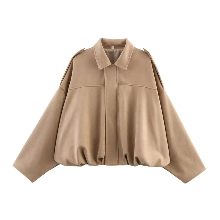 Suede-Texture Bomber Jacket