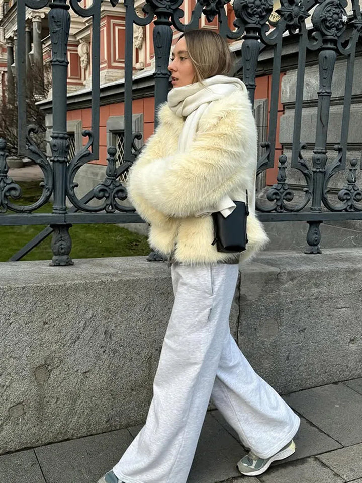 Yellow Faux-Fur Jacket