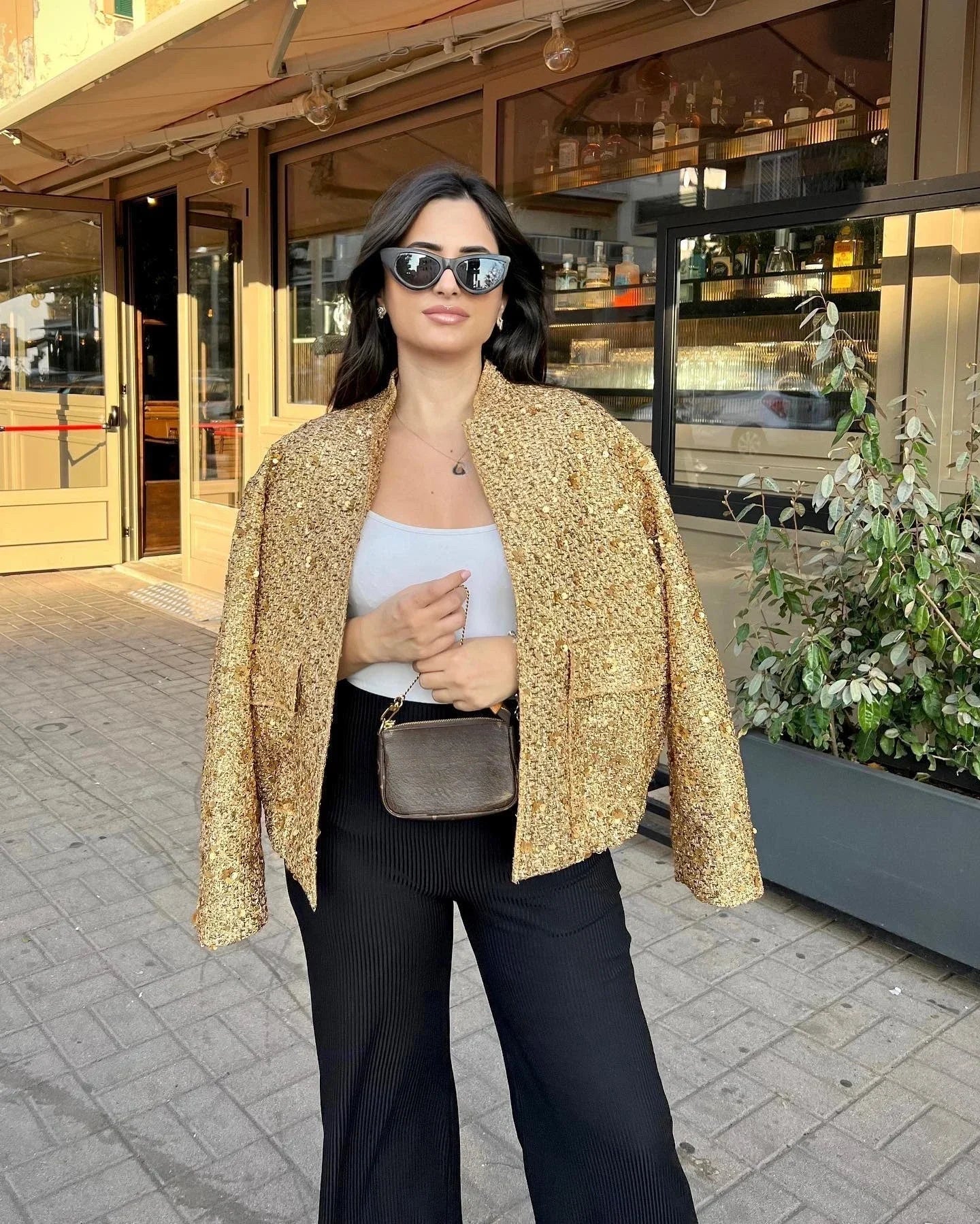 Sequined Glitter Bomber Jacket