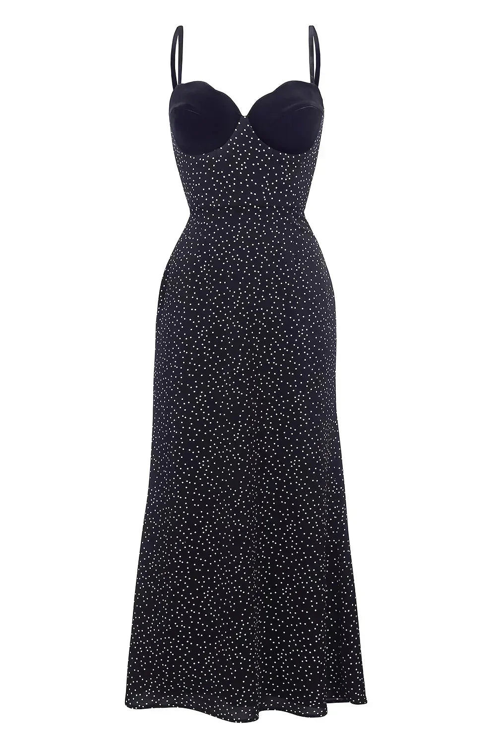 Warrina™ | Velvet Polka Dot Maxi Dress