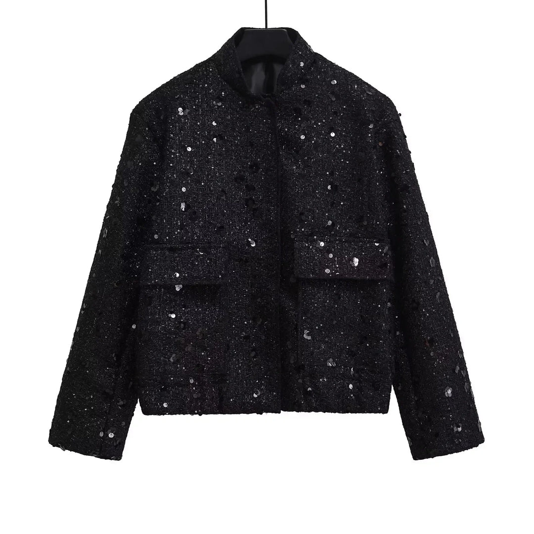 Sequined Glitter Bomber Jacket