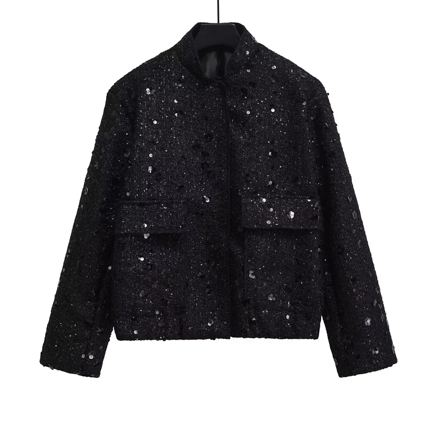 Sequined Glitter Bomber Jacket