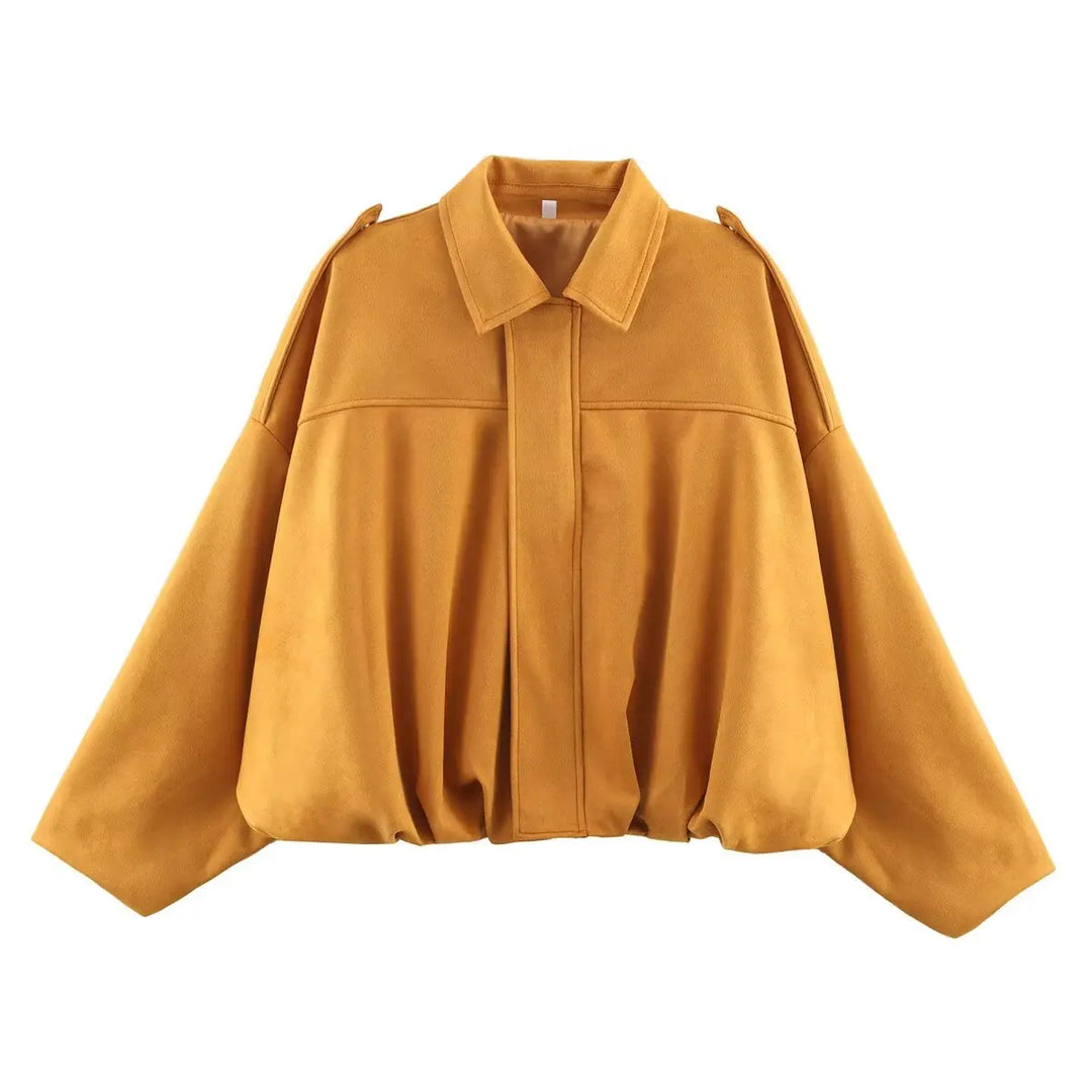 Suede-Texture Bomber Jacket
