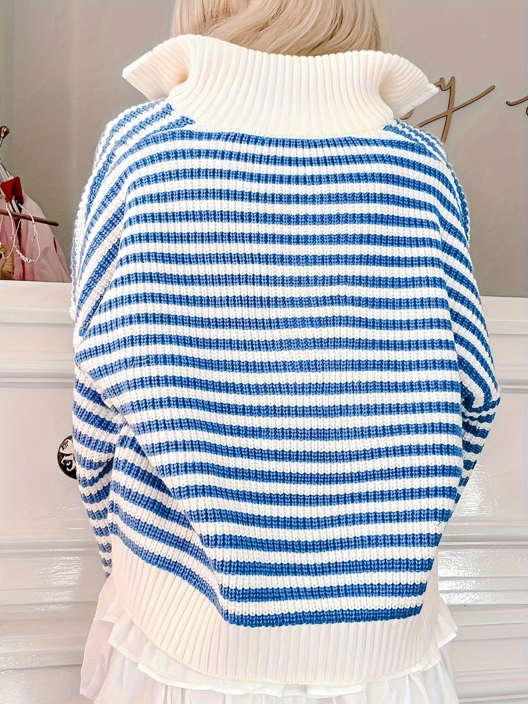 Celia | Striped Zipper Pullover Sweater