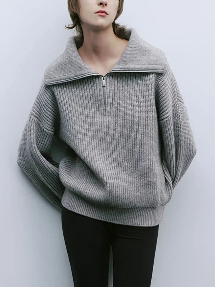Ava | Zipper Front Casual Sweater