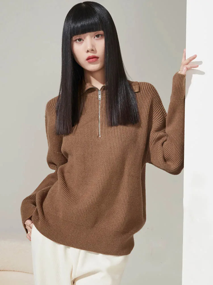 Ava | Zipper Front Casual Sweater