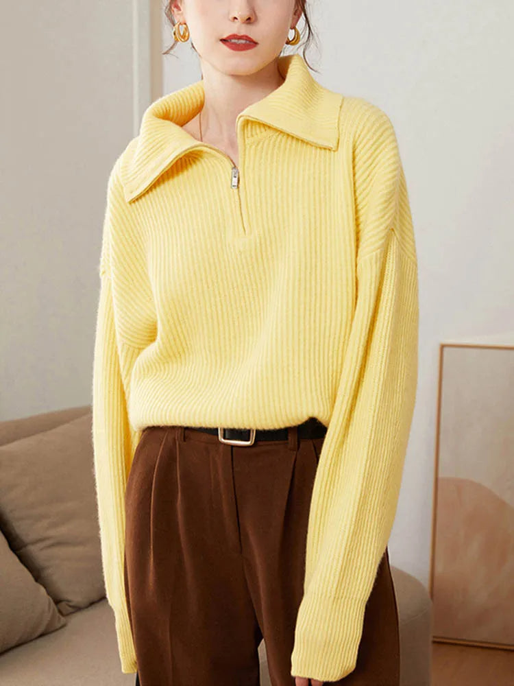 Ava | Zipper Front Casual Sweater