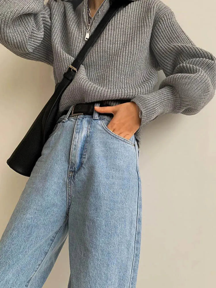 Ava | Zipper Front Casual Sweater