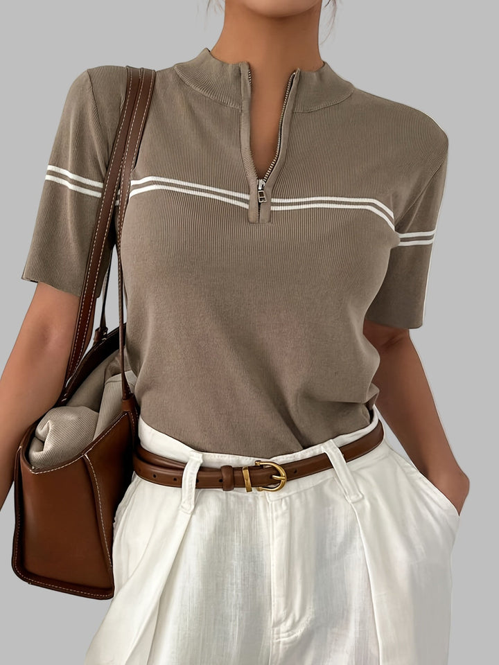 Erin | Striped Zipper Pullover Sweater