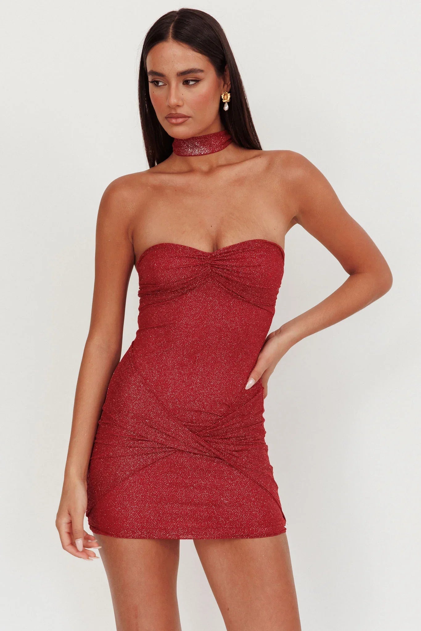 Neck Tie Mini Dress