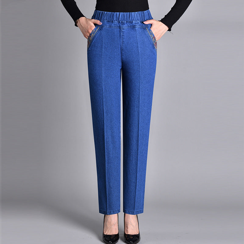 Laluna® | Damesjeans met zijzakken en elastische taille